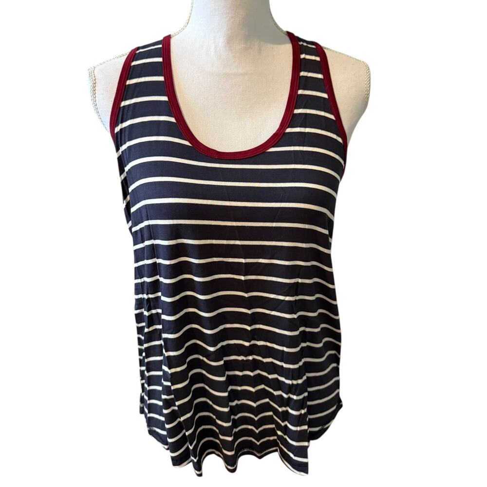 PJ Salvage Lounge Wear Racerback Tank top Navy Blue Stripe M
